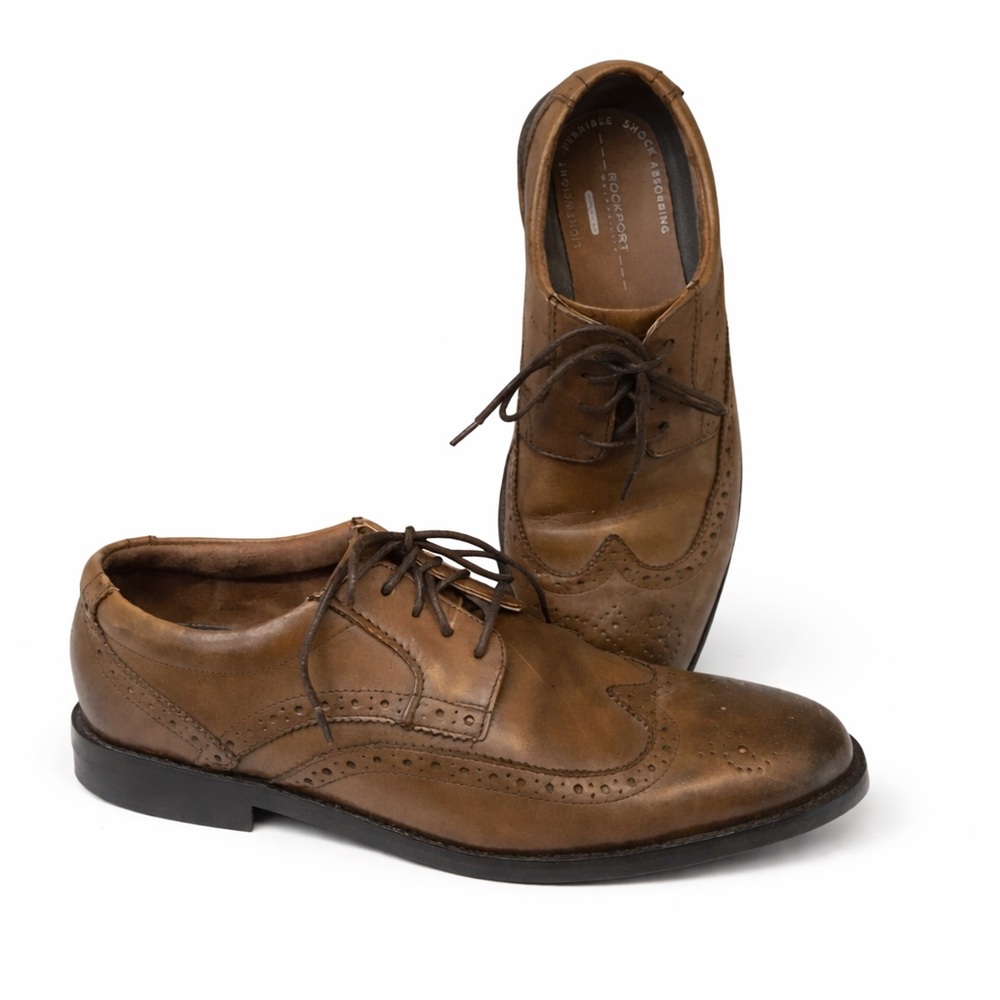 ROCKPORT Men’s Brown Leather Wingtips Oxfords 9